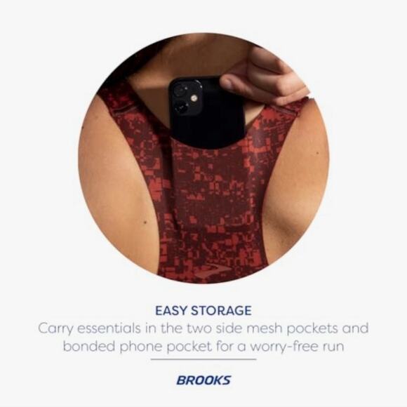 Brooks Drive 3 Pocket Run Sports Bra in Glitch Print/Koper - Size 36 A/B - Picture 3 of 7